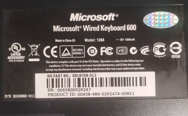 Tastiera Microsoft Wired 600 - nera