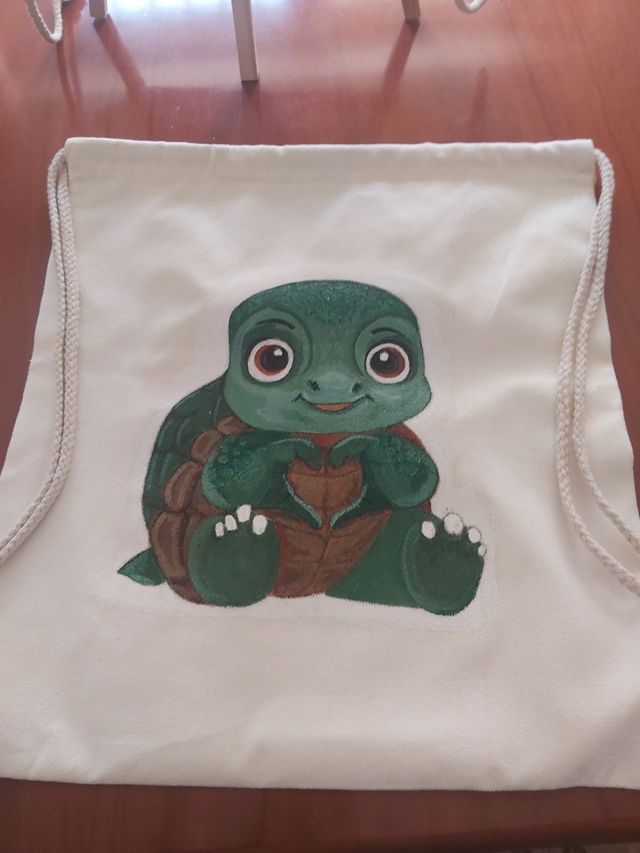 Saco Mochila Tortuga Pintado a mano