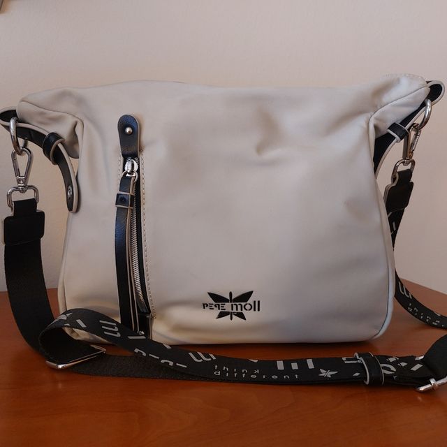 Borsa a tracolla Pepe Moll beige chiaro e nero