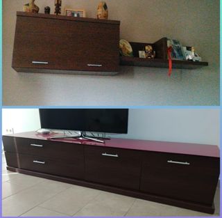 Mueble TV marrón + estantería