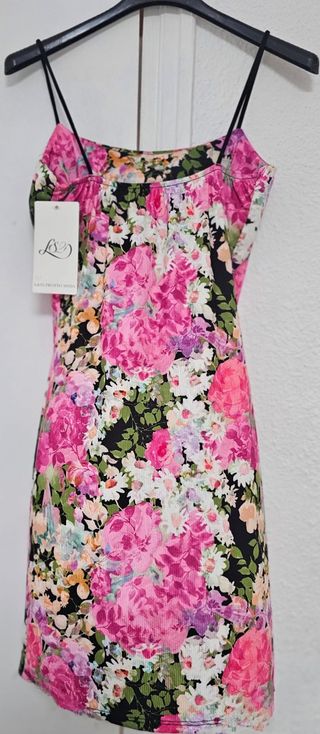 Vestido corto flores multicolor