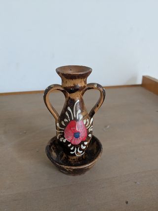Vaso Ceramica Marrone Dipinto a Mano