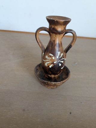 Vaso Ceramica Marrone Dipinto a Mano