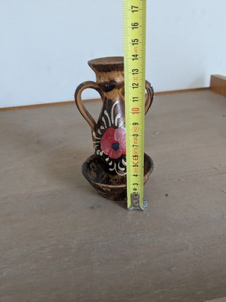 Vaso Ceramica Marrone Dipinto a Mano
