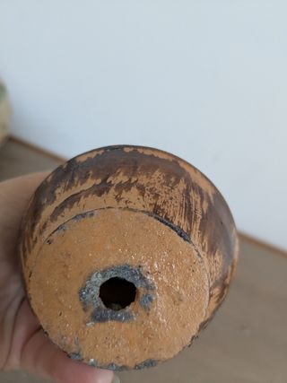 Vaso Ceramica Marrone Dipinto a Mano