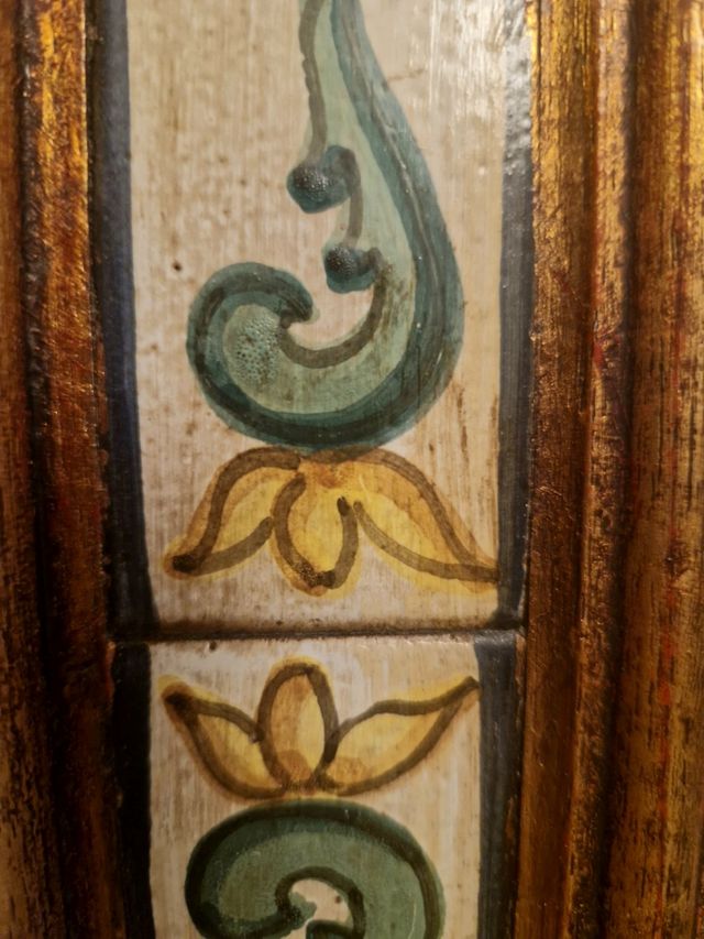 GRAN ESPEJO MARCO MADERA DORADA CERÁMICA ARTESANAL