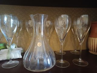Caraffa cristallo vintage + 6 bicchieri