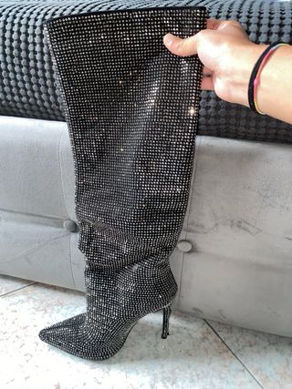 Stivali alti glitter neri