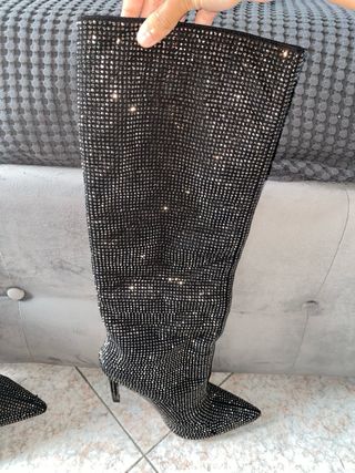 Stivali alti glitter neri
