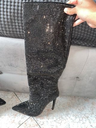 Stivali alti glitter neri