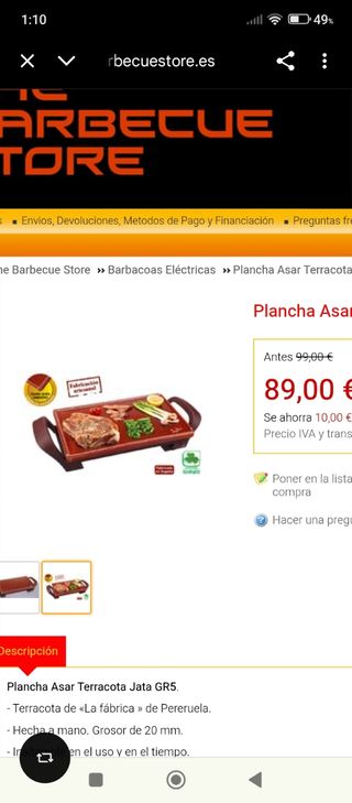 Parrilla eléctrica de cerámica