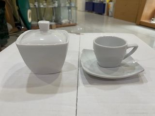 Set caffè porcellana bianco - 6 tazze +zuccheriera