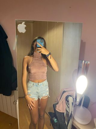 Top brillo rosa Shein