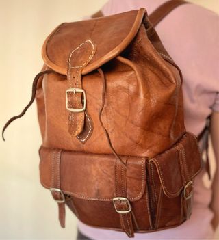 Mochila piel marrón artesanal hecha a mano nueva