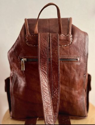 Mochila piel marrón artesanal hecha a mano nueva