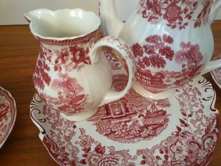 Juego de café, té porcelana rojo-blanco