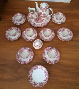 Juego de café, té porcelana rojo-blanco