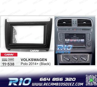 MARCO NEGRO RADIO 2-DIN PARA VOLKSWAGEN VW POLO 14+