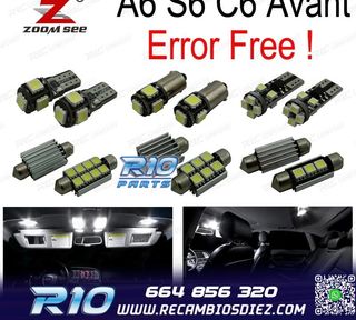 KIT 20 BOMBILLAS LED INTERIOR PARA AUDI A6 S6 RS6 C6 AVANT 2