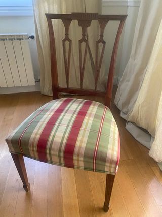 Comedor madera maciza de raíz de nogal y 6 silla. 