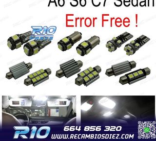 KIT 16 BOMBILLAS LED INTERIOR PARA AUDI A6 S6 RS6 C7 SEDAN 1