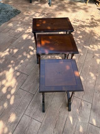 Juego 3 mesas nido madera