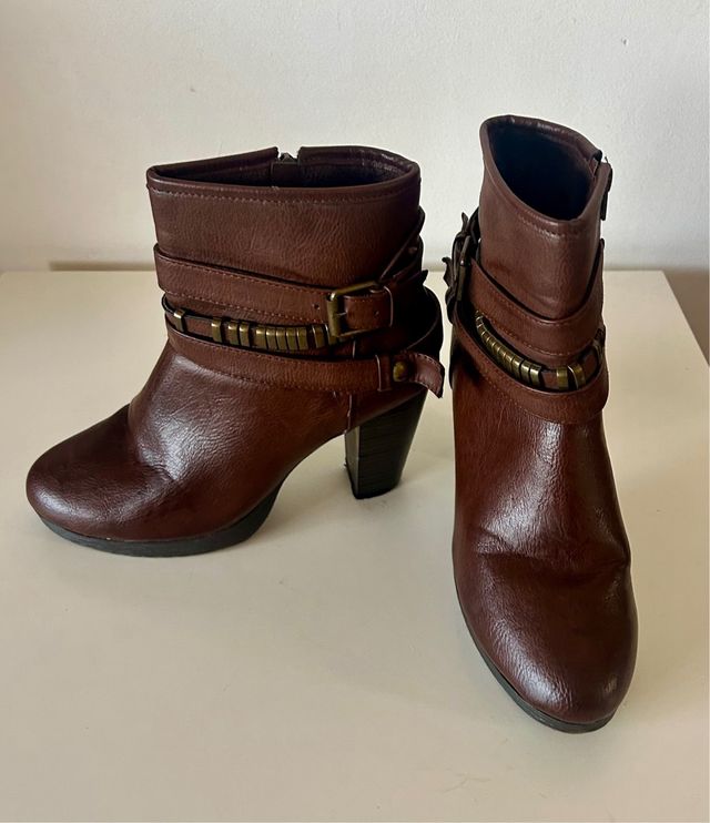 Botines Marrón Tacon Mujer