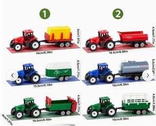 Caja 3 Juguetes Tractores agrícolas + remolque