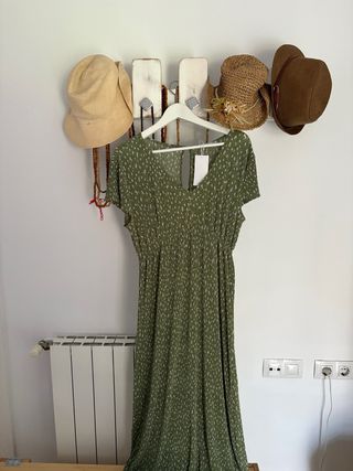 Vestido largo Mango verde oliva