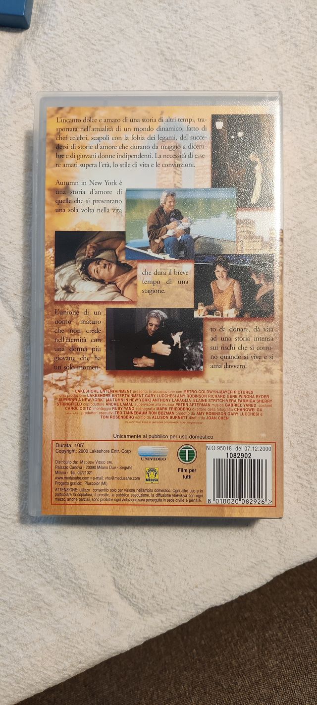 videocassetta VHS film "autumn in new york"