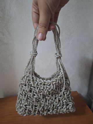 Mini borsa argento strass