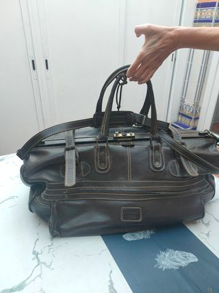 Bolsa de viaje vintage de  cuero marrón
