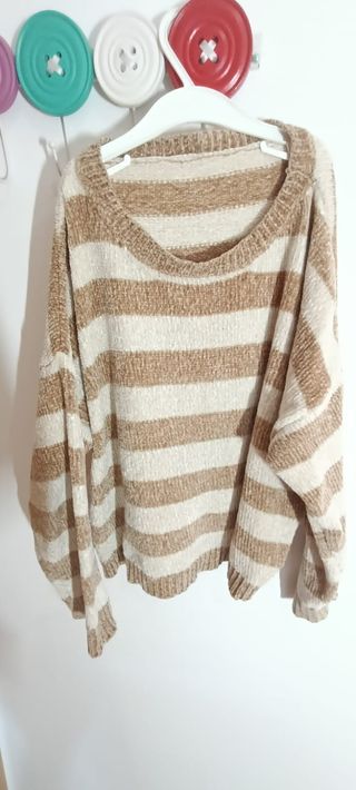 Jersey rayas beige-marrón