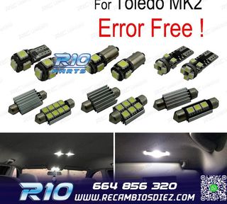 KIT 16 BOMBILLAS LED INTERIOR PARA SEAT TOLEDO MK2 1 M 1M2 9
