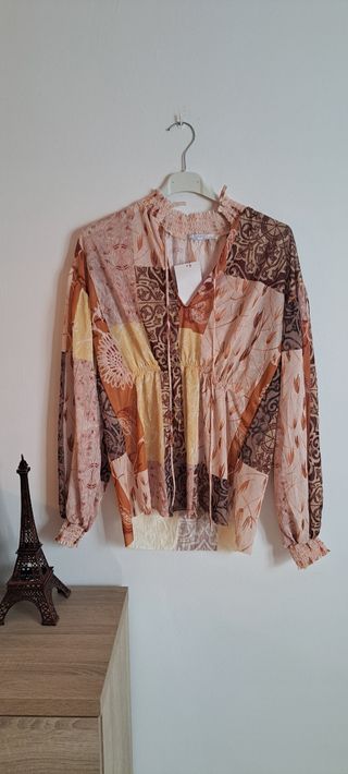 Blusa Zara L - Beige/Marrón