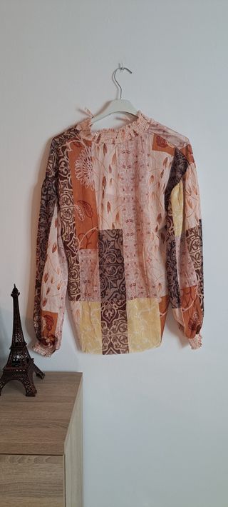 Blusa Zara L - Beige/Marrón