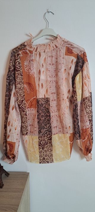 Blusa Zara L - Beige/Marrón