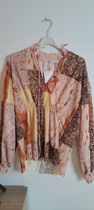 Blusa Zara L - Beige/Marrón