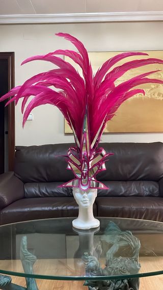 Tocado Carnaval plumas rosa
