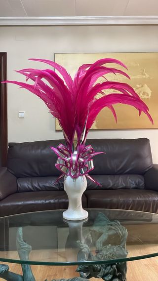 Tocado Carnaval plumas rosa
