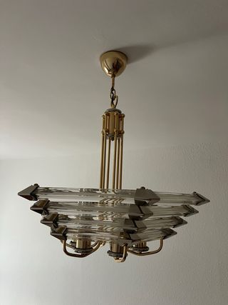 Lampara techo cristal dorada