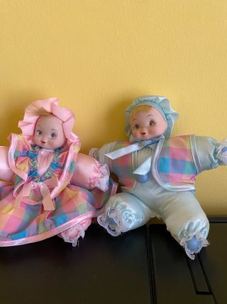 2 Bambole in Tessuto e Ceramica