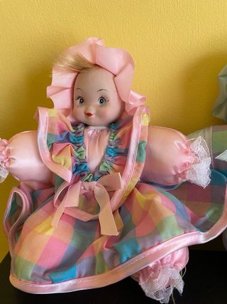 2 Bambole in Tessuto e Ceramica