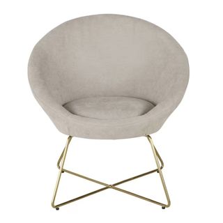 Sillón Hipop beige con patas de acero dorado