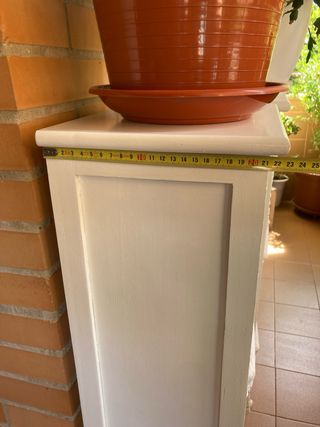 Mueble madera mimbre blanco
