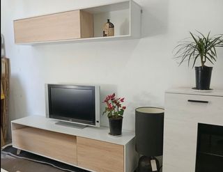 Mueble TV salón - Beige y Blanco
