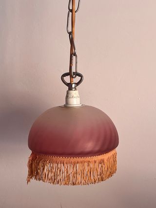 Lámpara vintage cristal rosa