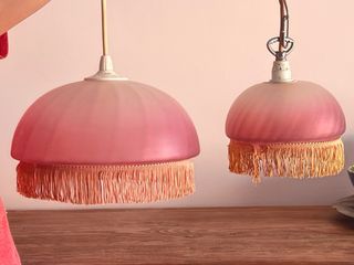 Lámpara vintage cristal rosa