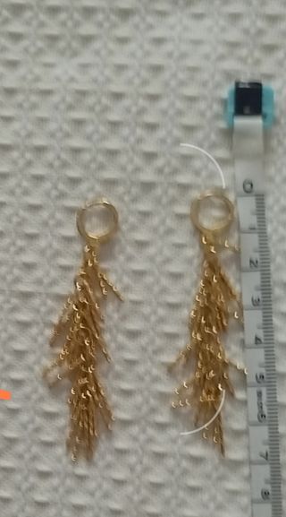 Pendientes largos dorados bañados en oro
