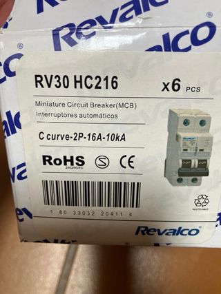 6 Interruptores automáticos RV30 HC216